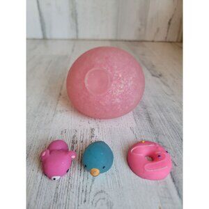 Squish fidget pink glitter ball toy donut bird teddy set figure